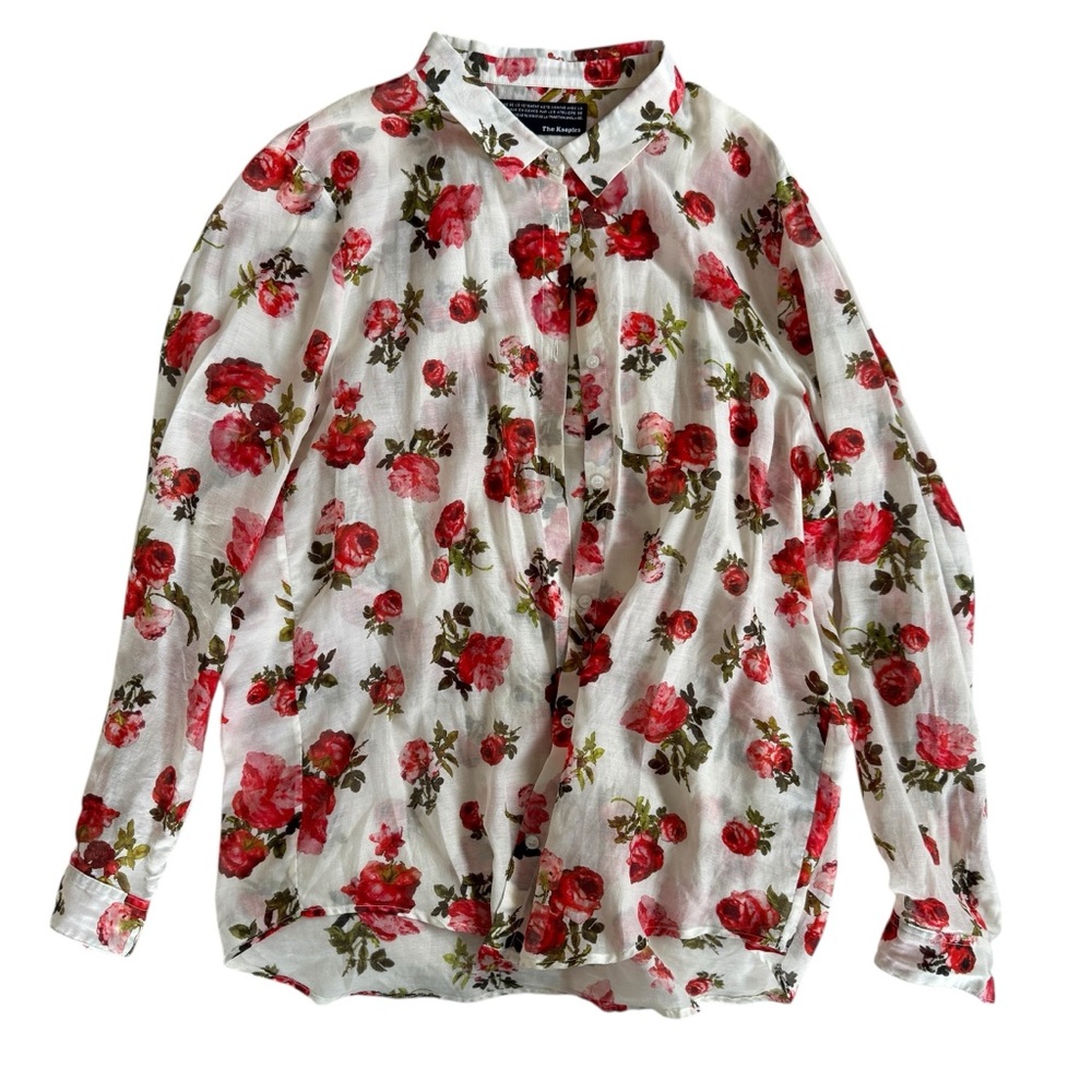 The Kooples White Floral Button Down Shirt